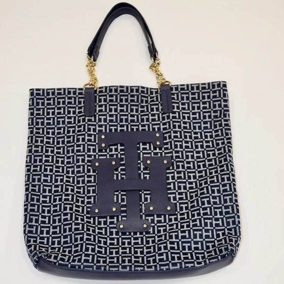TOMMY HILFIGER navy with logo tote/purse - Picture 1 of 4